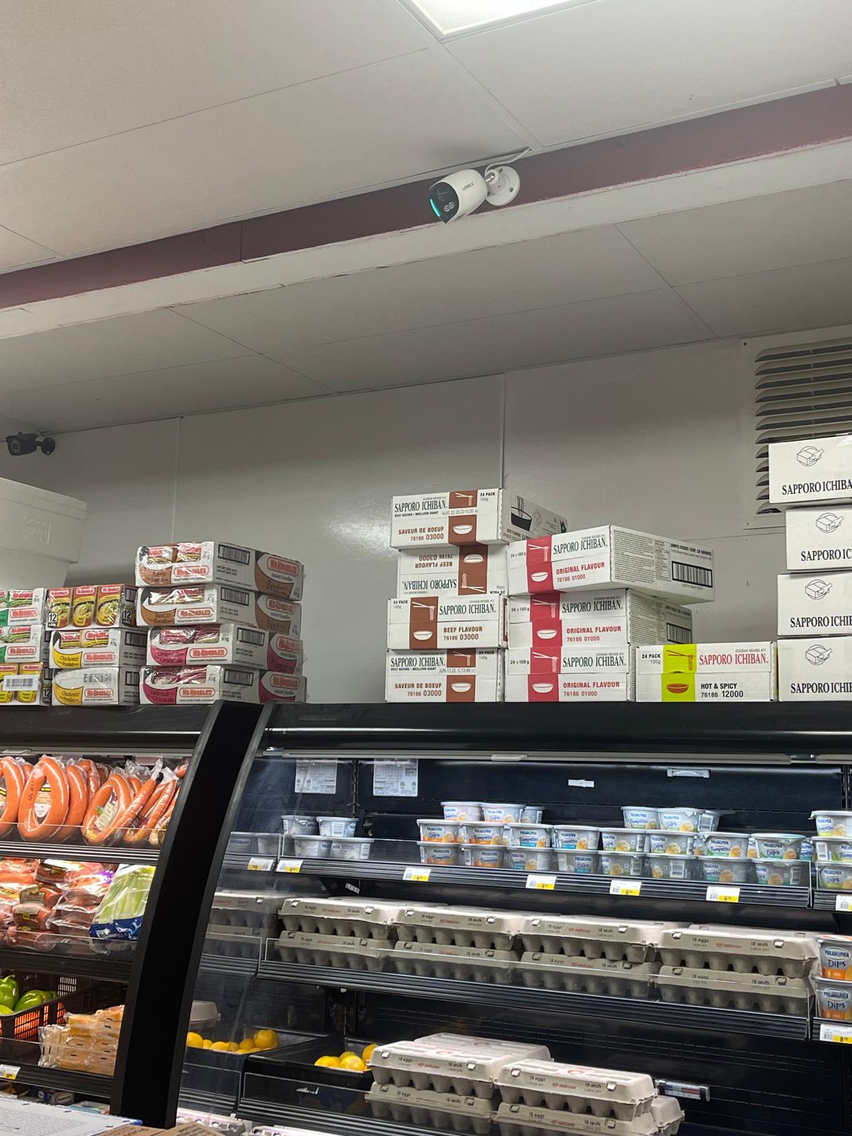 Deli counter with fresh food and beverages